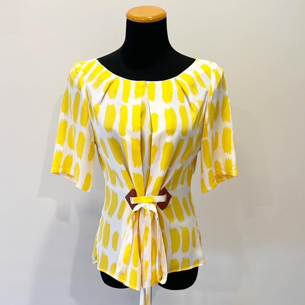 Rachel Comey Silk Print Tie Waist Blouse